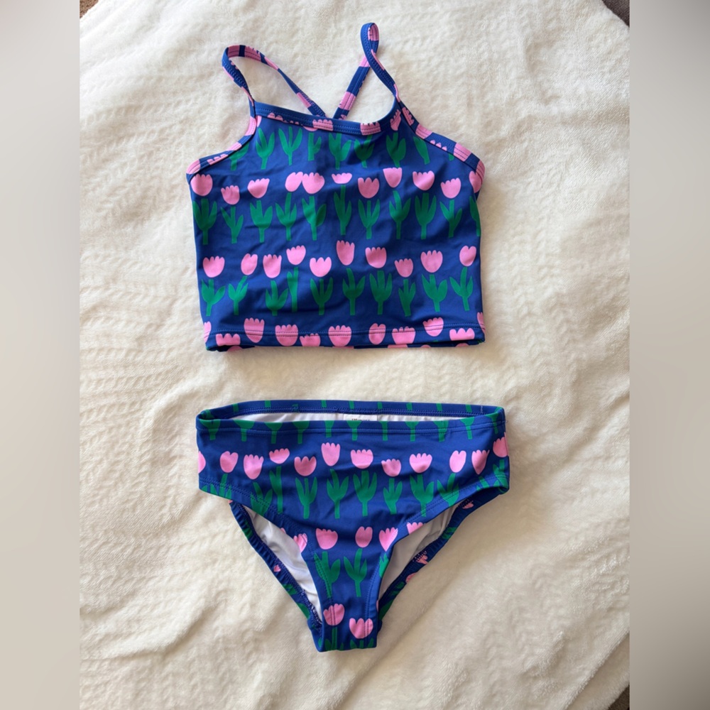 Hanna Andersson Blue and Pink Floral Swim Set | Size 8